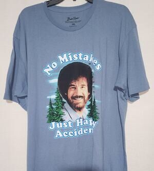 Bob ross 2 XL shirt ''NO mistakes Just happy accidents''
